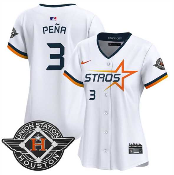 Womens Houston Astros #3 Jeremy Pena White 2025 City Connect Limited Stitched Jersey Dzhi